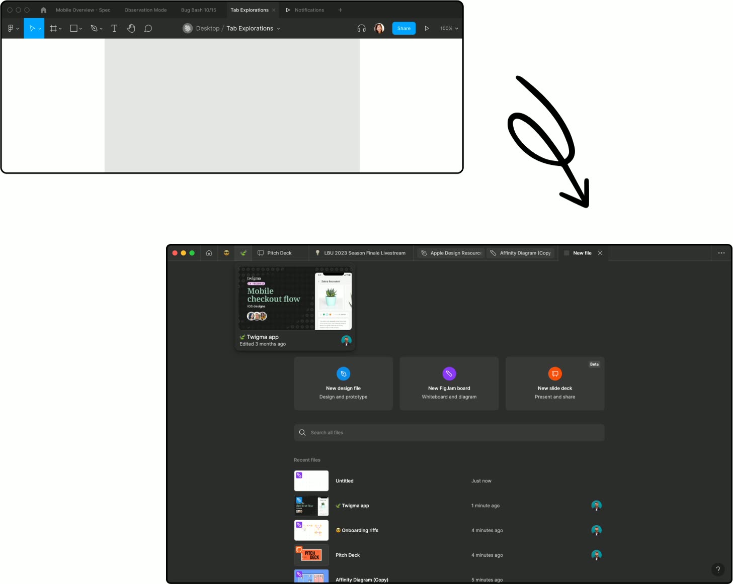 Figma desktop app: from a wrapper to the new tab page and activity feed